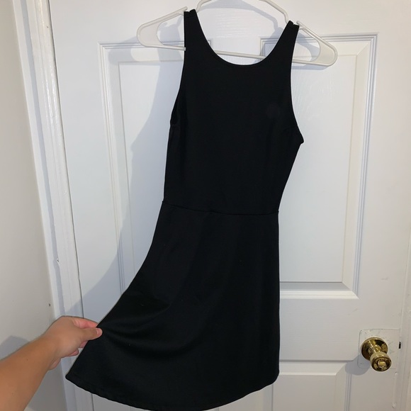 Black skater dress w/ plunge back